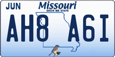 MO license plate AH8A6I
