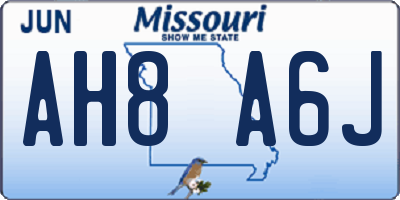 MO license plate AH8A6J
