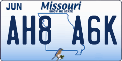 MO license plate AH8A6K