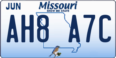 MO license plate AH8A7C