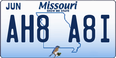 MO license plate AH8A8I