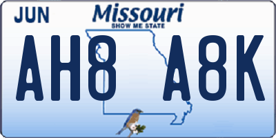 MO license plate AH8A8K