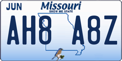 MO license plate AH8A8Z