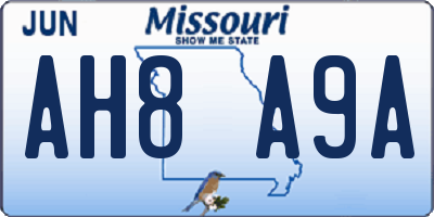 MO license plate AH8A9A