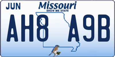 MO license plate AH8A9B