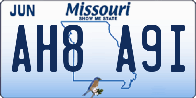 MO license plate AH8A9I