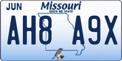 MO license plate AH8A9X