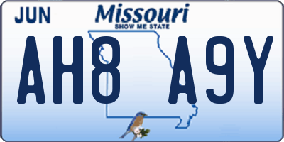 MO license plate AH8A9Y