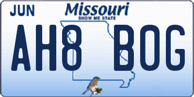MO license plate AH8B0G