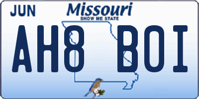 MO license plate AH8B0I