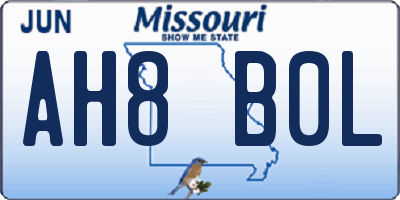 MO license plate AH8B0L