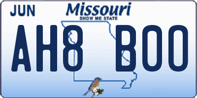 MO license plate AH8B0O