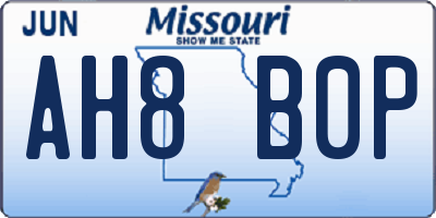 MO license plate AH8B0P