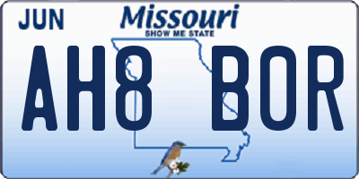 MO license plate AH8B0R
