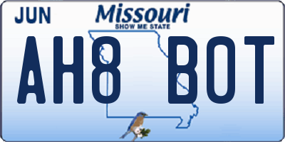 MO license plate AH8B0T