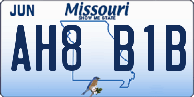 MO license plate AH8B1B