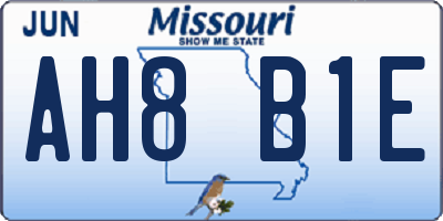 MO license plate AH8B1E