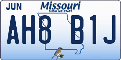 MO license plate AH8B1J