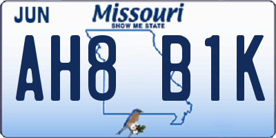 MO license plate AH8B1K