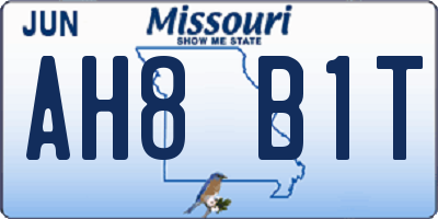 MO license plate AH8B1T