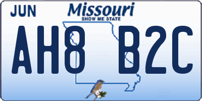 MO license plate AH8B2C