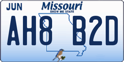 MO license plate AH8B2D