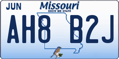 MO license plate AH8B2J