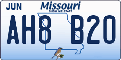 MO license plate AH8B2O