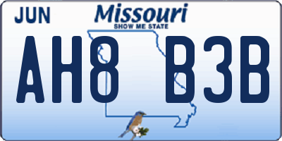 MO license plate AH8B3B