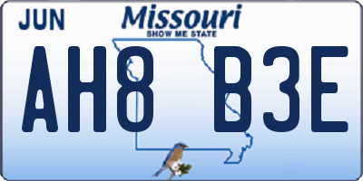 MO license plate AH8B3E
