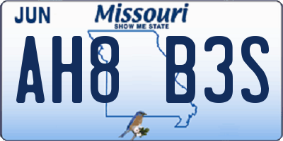 MO license plate AH8B3S
