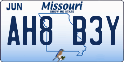 MO license plate AH8B3Y