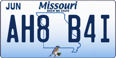 MO license plate AH8B4I