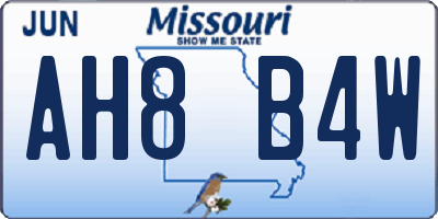 MO license plate AH8B4W