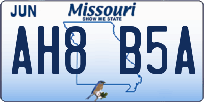 MO license plate AH8B5A