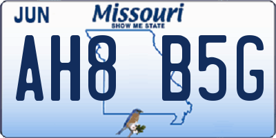 MO license plate AH8B5G