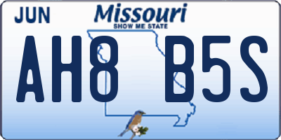 MO license plate AH8B5S