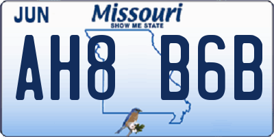 MO license plate AH8B6B