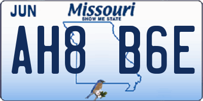 MO license plate AH8B6E