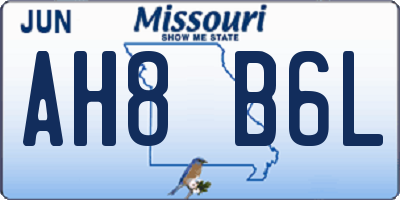 MO license plate AH8B6L