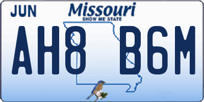 MO license plate AH8B6M
