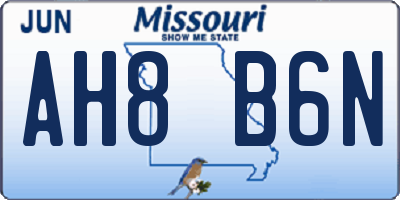 MO license plate AH8B6N