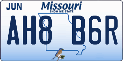 MO license plate AH8B6R