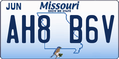 MO license plate AH8B6V