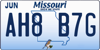 MO license plate AH8B7G