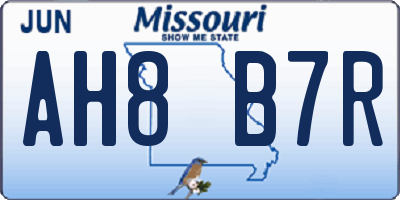 MO license plate AH8B7R