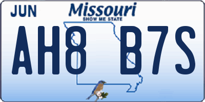 MO license plate AH8B7S