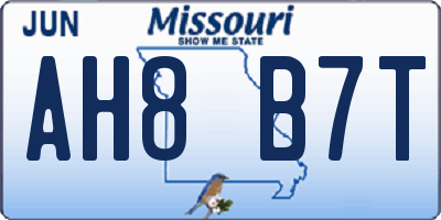 MO license plate AH8B7T