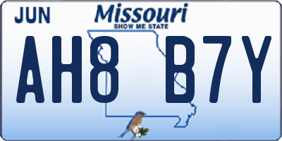 MO license plate AH8B7Y