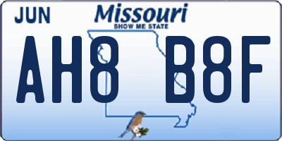 MO license plate AH8B8F
